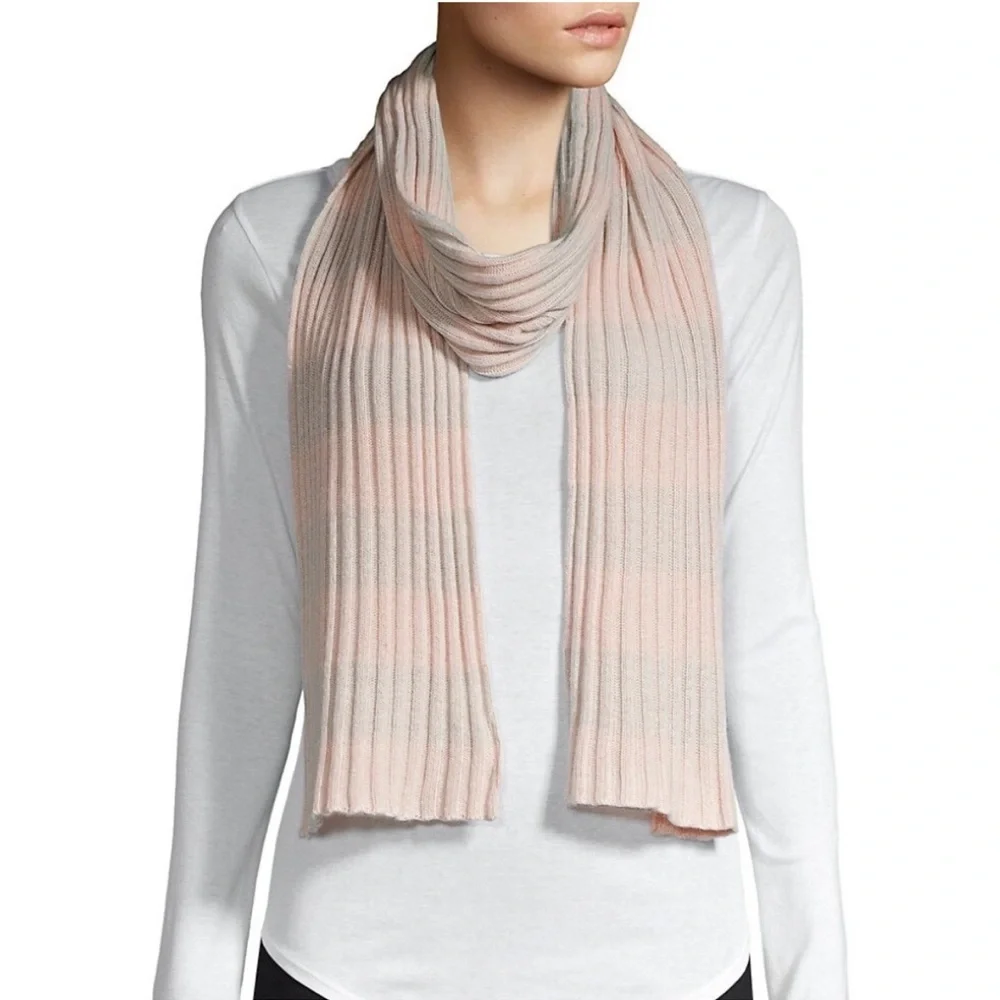 Cashmere Portolano Ribbed Stripe Long Scarf